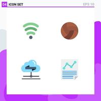 Editable Vector Line Pack of 4 Simple Flat Icons of wifi send ball sport data Editable Vector Design Elements