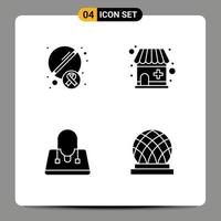 Set of 4 Modern UI Icons Symbols Signs for pills purse medicine pharmacy canada Editable Vector Design Elements