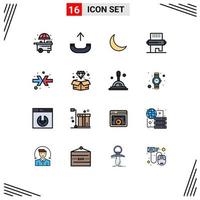 16 User Interface Flat Color Filled Line Pack of modern Signs and Symbols of shrink arrow sleep pin food Editable Creative Vector Design Elements