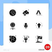 9 iconos creativos, signos y símbolos modernos del mundo multimedia, navegador de escalera, elementos de diseño vectorial editables vector