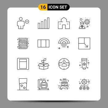 grupo de 16 esboza signos y símbolos para el desarrollo de libros usuario desarrollador cabaña elementos de diseño vectorial editables vector