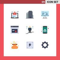 Pictogram Set of 9 Simple Flat Colors of up alert finance website page Editable Vector Design Elements