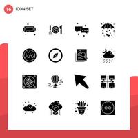 Mobile Interface Solid Glyph Set of 16 Pictograms of valentine protect couple love email Editable Vector Design Elements