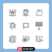 9 Thematic Vector Outlines and Editable Symbols of battery comment fruit chat hardware Editable Vector Design Elements