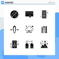 9 Universal Solid Glyphs Set for Web and Mobile Applications pen storage phone connection beach Editable Vector Design Elements