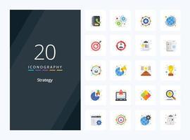 20 Strategy Flat Color icon for presentation vector