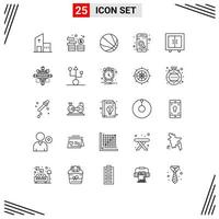 Group of 25 Modern Lines Set for furniture search coins phone app Editable Vector Design Elements