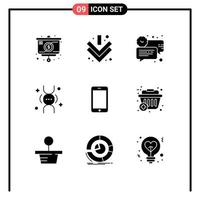 9 Universal Solid Glyph Signs Symbols of mobile life chat inheritance dna Editable Vector Design Elements