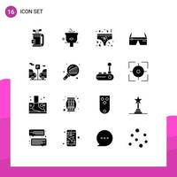 Pack of 16 Modern Solid Glyphs Signs and Symbols for Web Print Media such as glasses computing shower computer underpants Editable Vector Design Elements