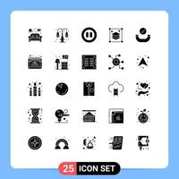 Set of 25 Commercial Solid Glyphs pack for checked misc lump layers copy layers Editable Vector Design Elements