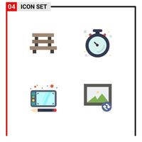 4 Universal Flat Icon Signs Symbols of bench design garden gym tablet Editable Vector Design Elements