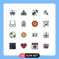 Universal Icon Symbols Group of 16 Modern Flat Color Filled Lines of read wedding marketing heart search Editable Creative Vector Design Elements