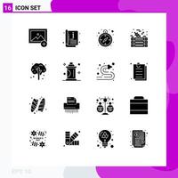 Pack of 16 creative Solid Glyphs of tree apple tree logistics apple vegetables Editable Vector Design Elements