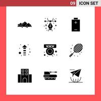 Modern Set of 9 Solid Glyphs and symbols such as web online battery commerce direction Editable Vector Design Elements