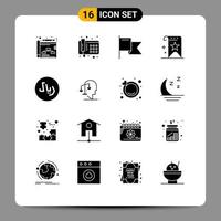 16 User Interface Solid Glyph Pack of modern Signs and Symbols of balance cash mark rayal rank Editable Vector Design Elements