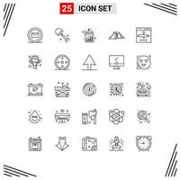 Set of 25 Modern UI Icons Symbols Signs for app nature coins hill mountain Editable Vector Design Elements