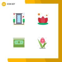 4 Flat Icon concept for Websites Mobile and Apps heart dollar romance lotus motivation Editable Vector Design Elements