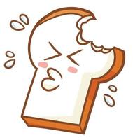 Cute and funny bread getting bite with funny face expression vector