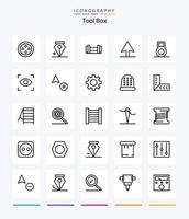 Paquete de iconos de 25 contornos de herramientas creativas, como herramientas. engranaje. pesa. cursor. agregar vector