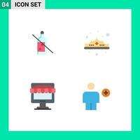 Modern Set of 4 Flat Icons Pictograph of alcohol ecommerce whiskey jewelry shopping Editable Vector Design Elements