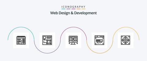 paquete de iconos de línea 5 de diseño y desarrollo web que incluye codificador. digitales monitor. diseño vector