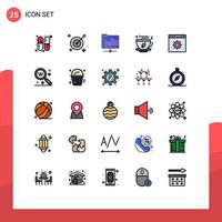 Universal Icon Symbols Group of 25 Modern Filled line Flat Colors of website internet server browser fast food Editable Vector Design Elements