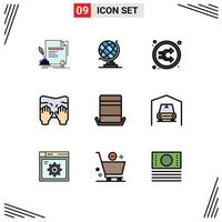 User Interface Pack of 9 Basic Filledline Flat Colors of fashion spa arrow type shuffle Editable Vector Design Elements