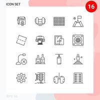 User Interface Pack of 16 Basic Outlines of photo trophy lift success achievement Editable Vector Design Elements