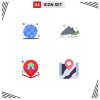 paquete de interfaz de usuario de 4 iconos planos básicos de ubicación global propiedad de paisaje en vivo elementos de diseño vectorial editables vector