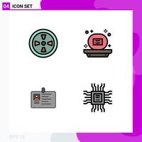 Pack of 4 Modern Filledline Flat Colors Signs and Symbols for Web Print Media such as fan corporate bath soap id card Editable Vector Design Elements