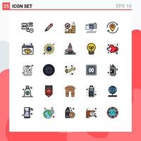 Set of 25 Modern UI Icons Symbols Signs for location secure insurance security chat Editable Vector Design Elements