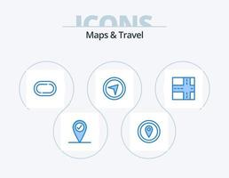 Mapas y diseño de iconos del paquete de iconos azules de viaje 5. . pista. camino vector