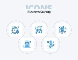 Business Startup Blue Icon Pack 5 Icon Design. circle. bulb. clock. find. dollar vector