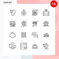 Mobile Interface Outline Set of 16 Pictograms of shopping online power mobile web Editable Vector Design Elements