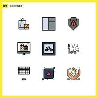 9 iconos creativos signos y símbolos modernos de elementos de diseño de vectores editables de eventos de vacaciones de escudo de estacionamiento
