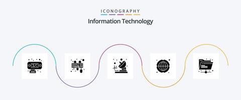 Information Technology Glyph 5 Icon Pack Including shared. internet. telecommunication. folder. network vector