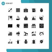 25 User Interface Solid Glyph Pack of modern Signs and Symbols of billiard globe square modern business Editable Vector Design Elements