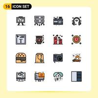 16 iconos creativos signos y símbolos modernos de color de fuente internet de las cosas cámara internet auriculares elementos de diseño de vectores creativos editables