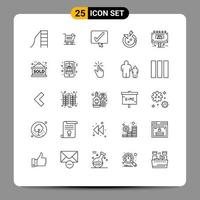 Modern Set of 25 Lines and symbols such as info save store power tick Editable Vector Design Elements