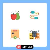 Set of 4 Vector Flat Icons on Grid for agriculture check cable capacitors economy Editable Vector Design Elements