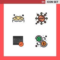 4 Universal Filledline Flat Colors Set for Web and Mobile Applications costume calendar chemistry schedule plan Editable Vector Design Elements