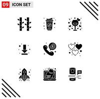 9 Creative Icons Modern Signs and Symbols of call down date arrow wine Editable Vector Design Elements