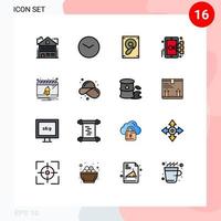 Universal Icon Symbols Group of 16 Modern Flat Color Filled Lines of date bell music target focus Editable Creative Vector Design Elements