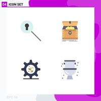 Editable Vector Line Pack of 4 Simple Flat Icons of keyhole gear box reward mechanical Editable Vector Design Elements