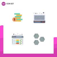 4 Creative Icons Modern Signs and Symbols of coins money optimize money sound cells Editable Vector Design Elements