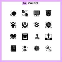 16 Universal Solid Glyphs Set for Web and Mobile Applications arrows skull web horror board Editable Vector Design Elements