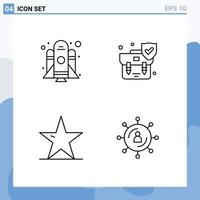 4 Creative Icons Modern Signs and Symbols of rocket nature handbag shield star Editable Vector Design Elements