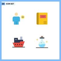 Set of 4 Commercial Flat Icons pack for avatar ship human education steamship Editable Vector Design Elements