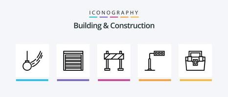 paquete de iconos de la línea 5 de construcción y construcción que incluye. digital. herramienta. vatio. voltímetro. diseño de iconos creativos vector