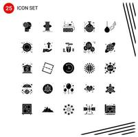 Modern Set of 25 Solid Glyphs and symbols such as science chemical success cable plug Editable Vector Design Elements